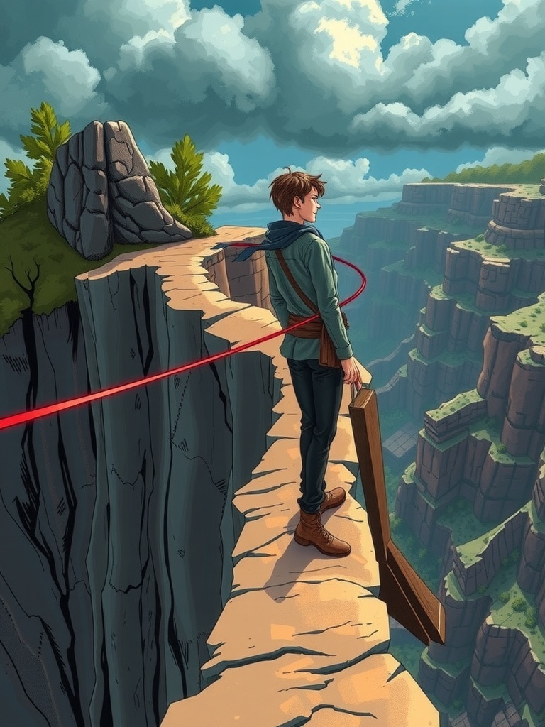 Panel 2: The wind whips Lyra's beard into a frenzy, and Kaelin's hair is blown back, revealing her focused gaze