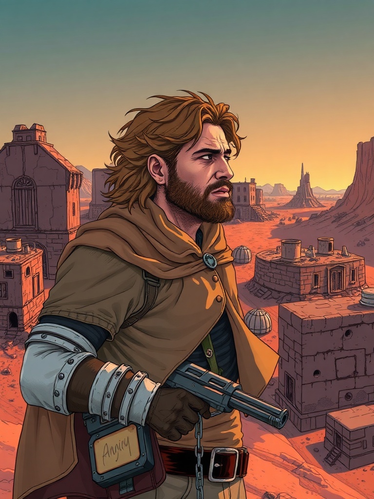 Panel 3: The shadows cast by the setting sun seemed to reach out and claim Thorne, dragging him back into the darkness he thought he'd left behind