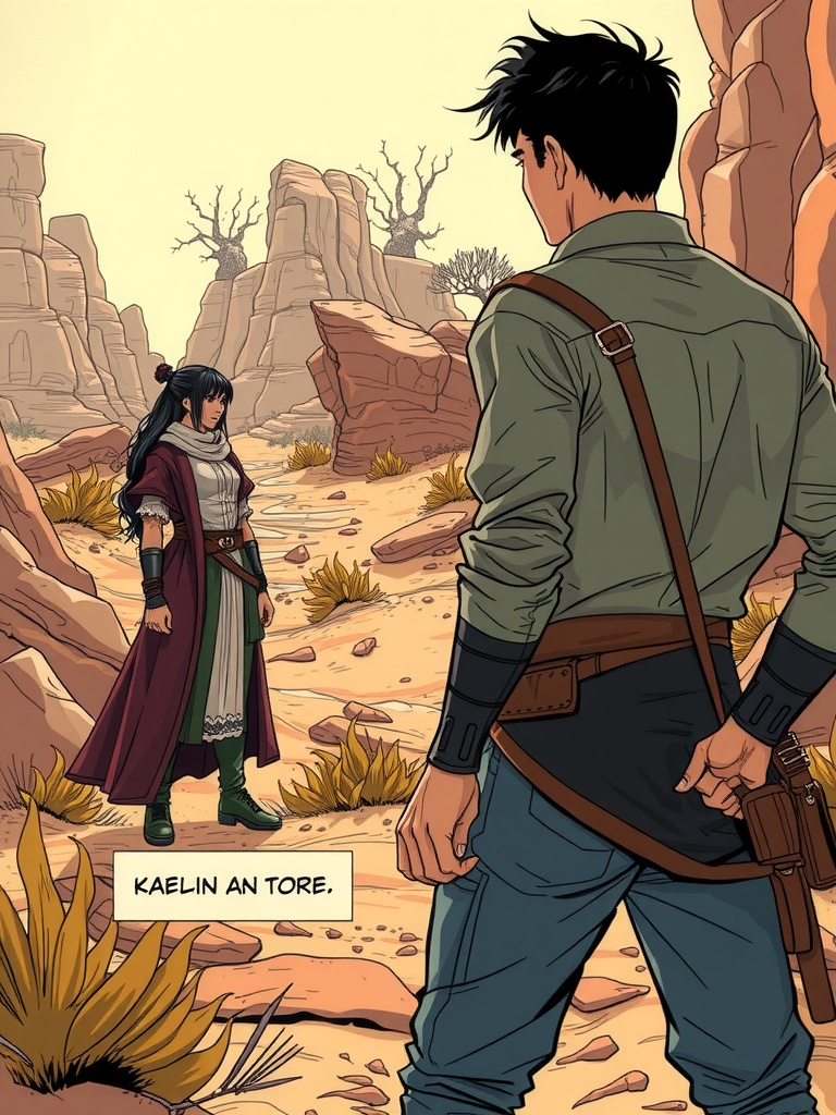 Panel 1: The air is heavy with tension as Thorne confronts Kaelin about their priorities