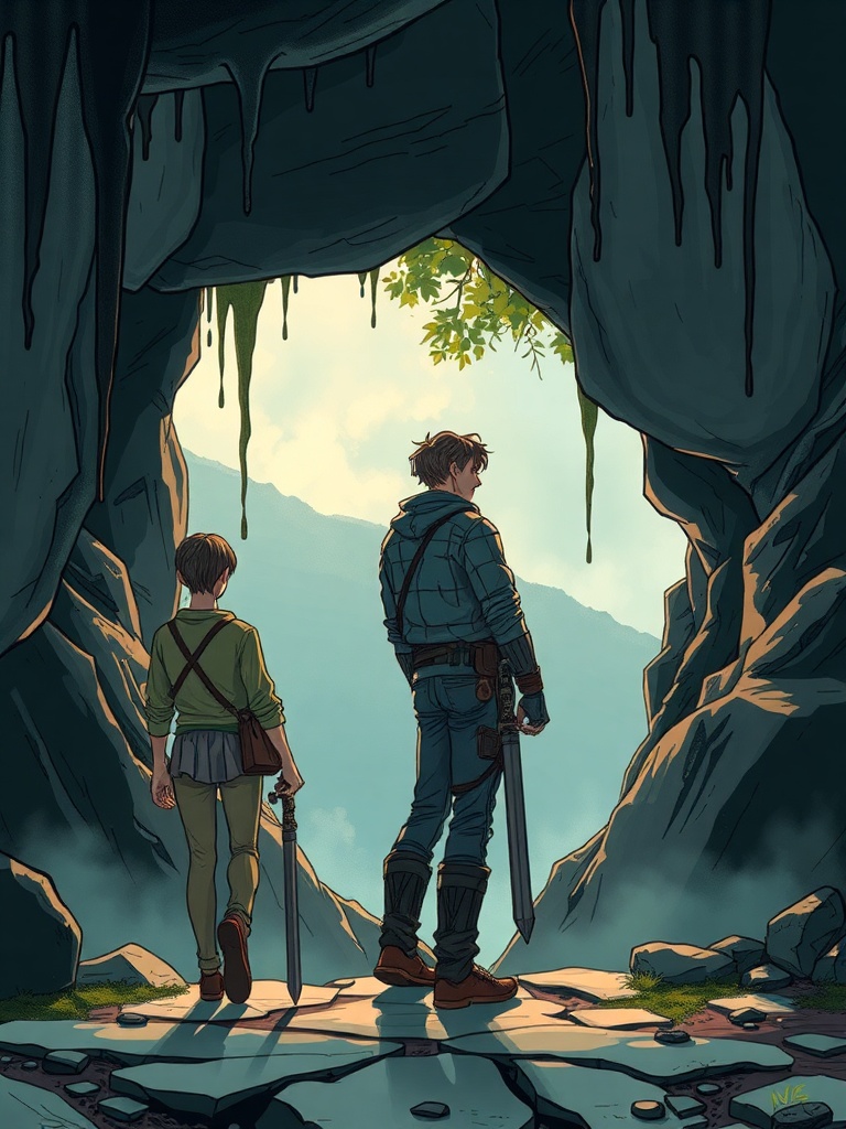 Panel 1: The narrow path winds along the razor ridge, a serpentine course that beckons with danger and promise