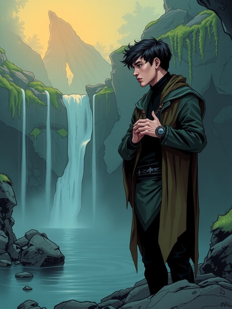 Panel 1: The ancient rivers surge with power, their secrets whispered to those who dare to listen